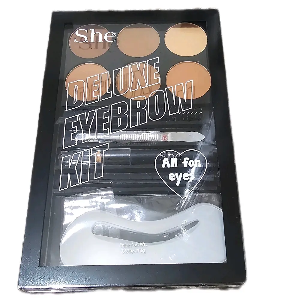 S.he Deluxe Eyebrow Kit, Long-Lasting, Smudge-Proof for Precise Brow Shaping