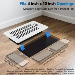 4"x10" Home Booster Fan for Vents with Remote & Temperature Control 10-Speed Heating & Cooling Airflow Enhancer