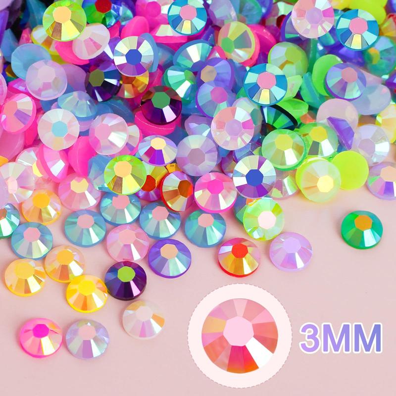 20000Pcs Resin Jelly Rhinestones Multicolor 3mm Flatback Rainbow Gems Bedazzling Crystal with 5Pcs 2.5g Jewelry Glue Rhinestone Picker for DIY Crafting Clothes Shoes Nail Art