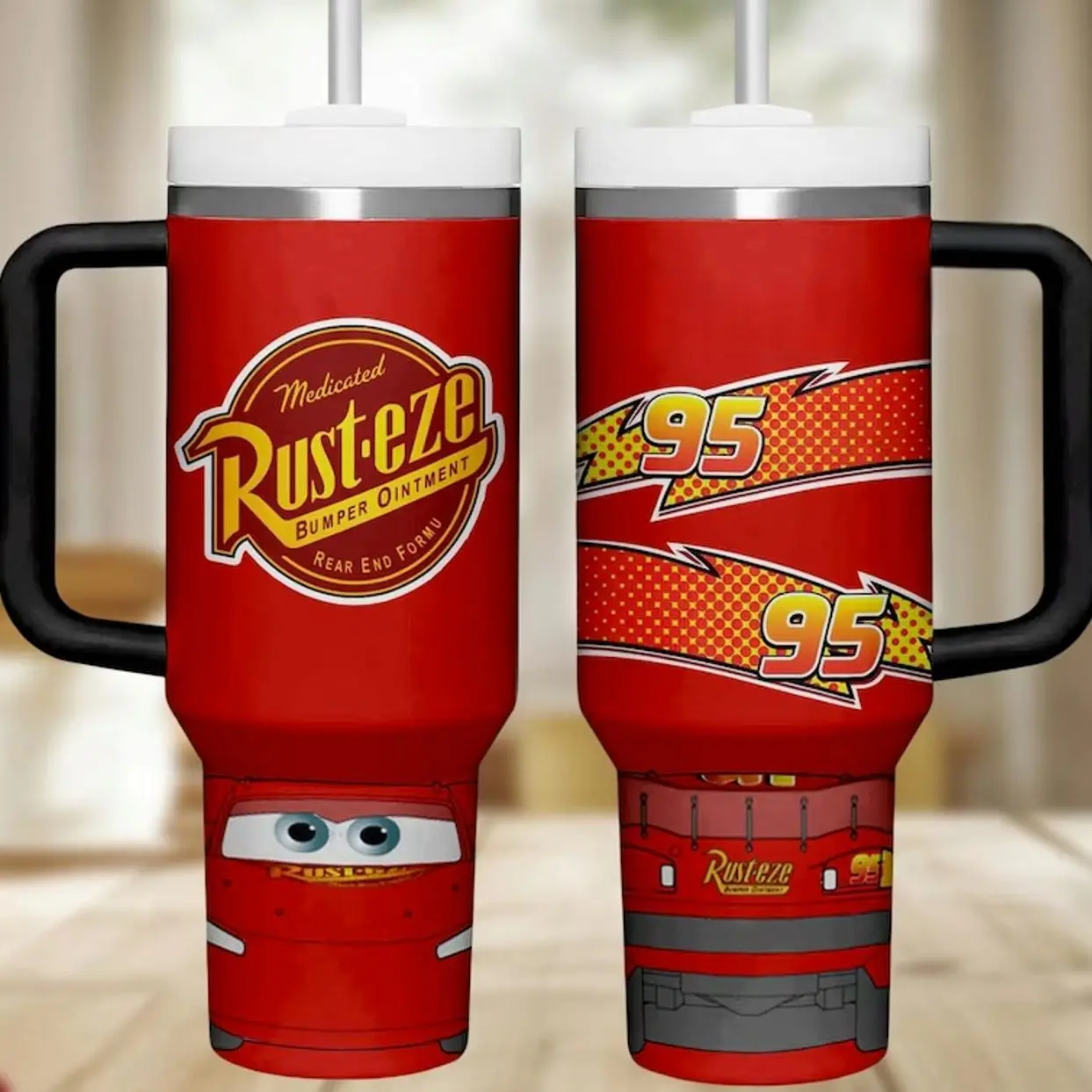 [MADE IN US] Vacuum Insulated Tumbler McQueen with Lid and Straw - Stainless Steel Travel Coffee Mug Double Wall Hot & Cold Drink Cup Leakproof Portable