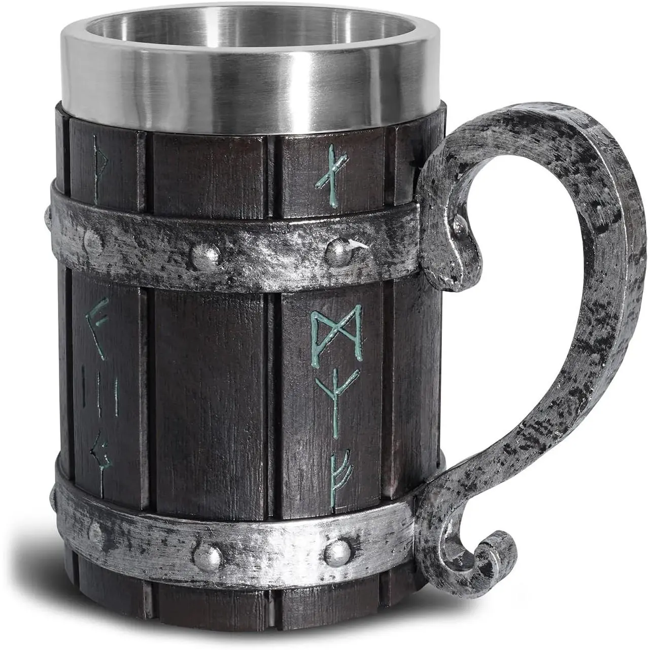 Nordic  Rune Mug, Stainless Steel Drinking  Tankard Novelty Coffee Cup, Norse Mythology  Stein Mug, Cool Poetic Gothic Party Decor  Mugs for Men 18OZ
