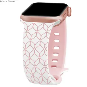 Laser Engraved Pattern Silicone Watch Strap, Breathable Sports Replacement Band for Smart Watch
