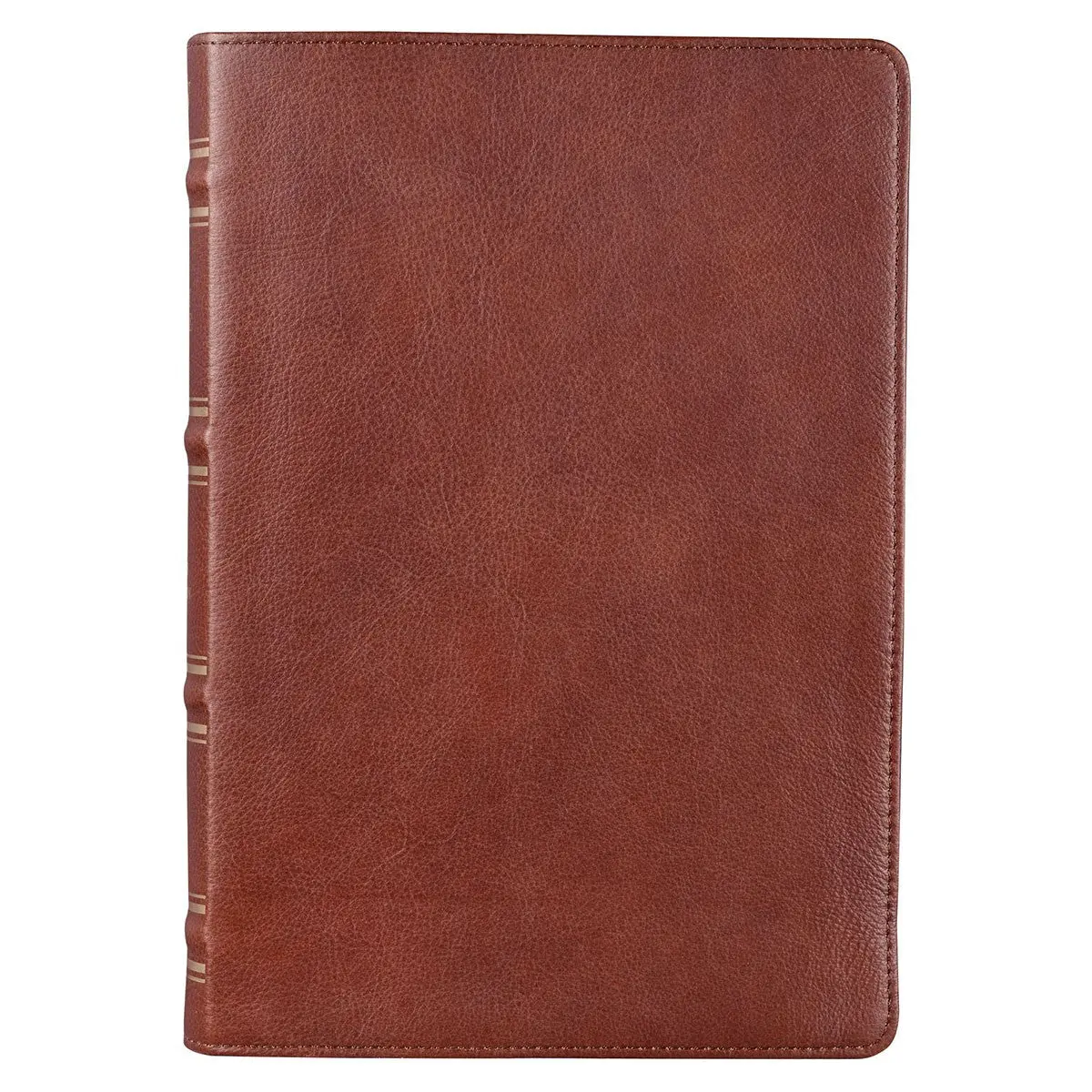 Saddle Bible - Tan Full Grain Leather Giant Print Full-size King James Version With Thumb Indexing