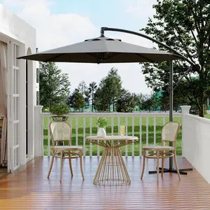 GARVEE 10ft Offset Patio Umbrella, Cantilever Umbrella with Easy Lift & Tilt Adjustment, 8 Ribs Sun umbrella UV Protection for Backyard, Pool, Garden - Gray