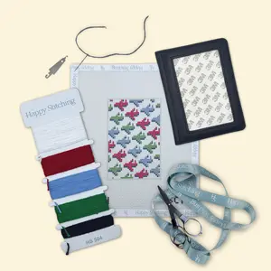 Happy Stitching - Stamp Collector Needlepoint Passport Case Kit - Self Finishing Needlepoint Craft Kit