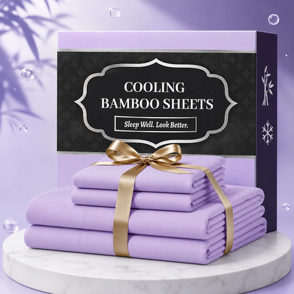 Jollyvogue Extra Deep Pocket Bamboo Sheets - 6 Pcs Breathable &Cooling for Hot Sleepers , Hotel Luxury Fitted Soft Wrinkle-Free For Extra Deep Mattresses, Twin/Full/Queen/King Size Pillowcase Sets