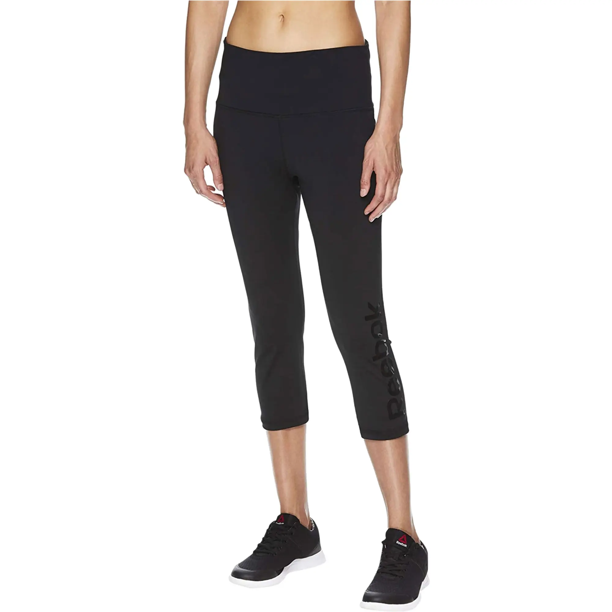Reebok Womens Highrise Capri Compression Athletic Pants