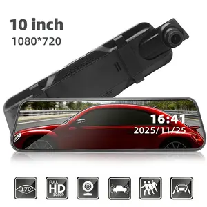 10" Mirror Dash Cam Front and Rear, 1080P Touch Screen Rearview Dual Camera for Car, Waterproof Backup Camera with Night Vision, Parking Assist & G-Sensor