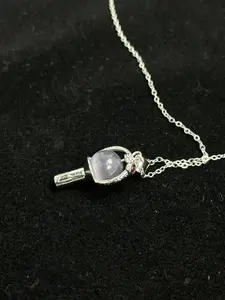Aesthetic KPop Light Stick Pendant Necklace - Minimalist Idol Concert Jewelry for Fans, Elegant Silver Plated Choker, Subtle Fandom Accessory Gift for Her(Necklace only. Box not included)