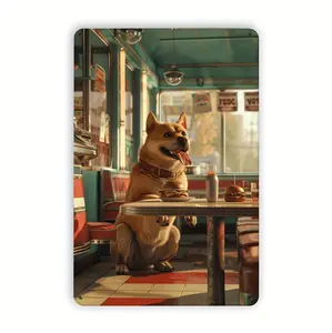 Whimsical Corgi Tin Sign Wall Art for Diner Decor Perfect for Kitchen and Cafe Spaces 8x12 Inches