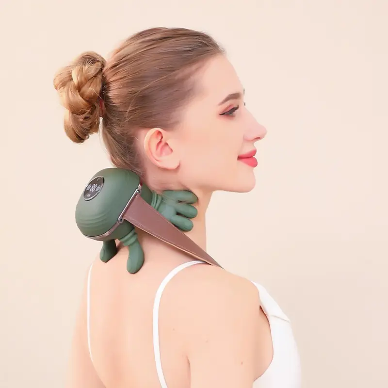 Neck Massager with Heat - Neck and Back Shiatsu Massager for Relieve Fatigue, Deep Tissue Portable Neck and Shoulder Massager for Home and Travel, Green
