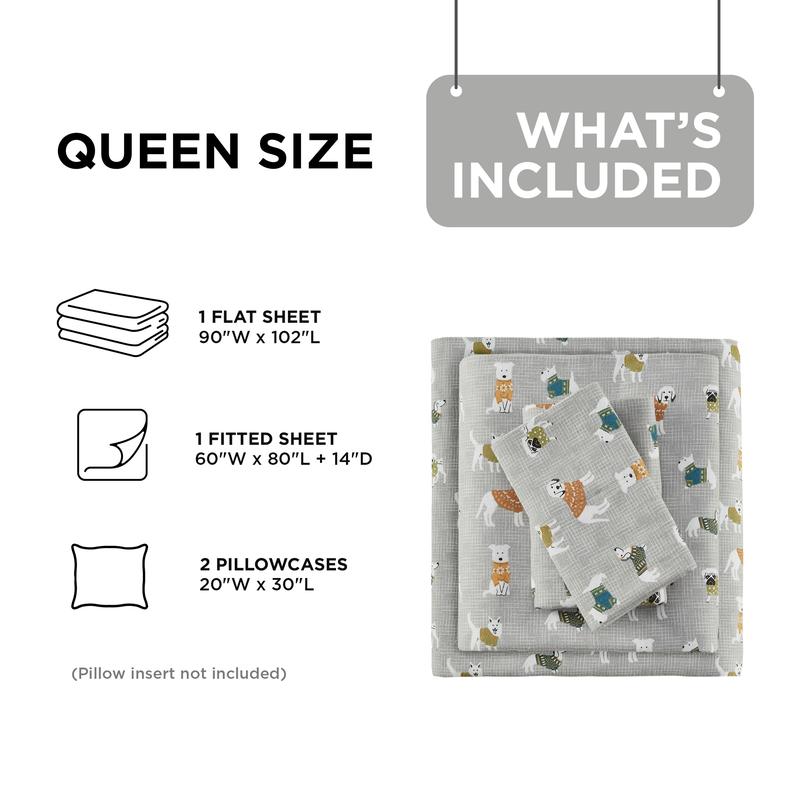 MAIN STREET Cozy Cotton Flannel Printed Sheet Set with Comfortable Design and Soft Fabric