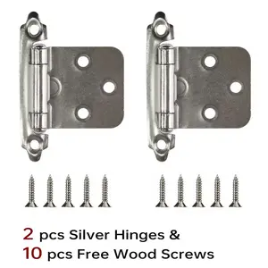 2 Pack American Self-Closing Spring Hinges, Half-Inch Overlay Installation, Embedded Design, Silicone Buffer and Screw Fixtures, Kitchen Cabinets