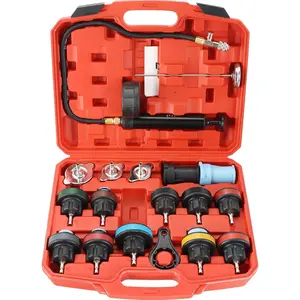 18 count Radiator  Leakage Tester Tool Kit, Automotive Cooling System Water Tank Leak Test Detector Set with Hand Pump and Nylon Adapters