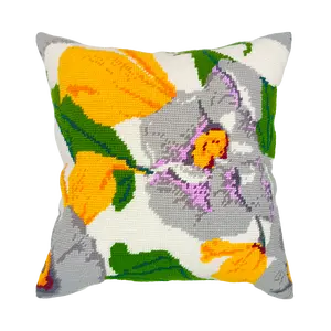Needlepoint Pillow Kit - White Hibiscus-White
