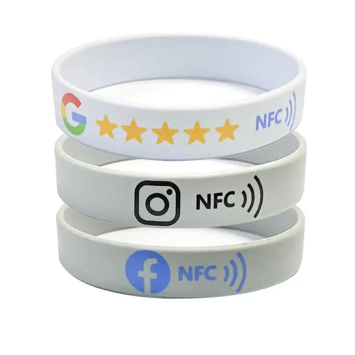 Unisex Silicone NFC Review Bracelet for Business & Daily Use - Compatible with Google, Instagram, Facebook - No Monthly Fee - Waterproof