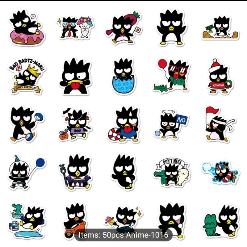 Badbadtz Maru Anime Waterproof Stickers - 50 pcs Sanrio Cartoon Vinyl Stickers for Water Bottle, Laptop, or Scrapbook | School Students Notebook Accessory