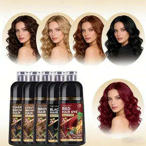 500 ml 7-in-1 shampoo in black, red, brown, dark brown, and chestnut brown cleanses while coloring, delivers even, natural color, offers multiple shades, and uses plant extracts to gently care for hair and scalp with less irritation Gentle Hair Dye