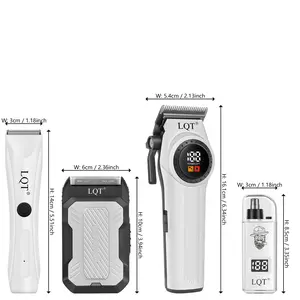 LQT 4-in-1 Professional Hair Clipper Set, Cordless Barber Clippers & Trimmer Kit with LED Display, Electric Shaver, Nose Hair Trimmer, for Men's Grooming, Home & Salon Use
