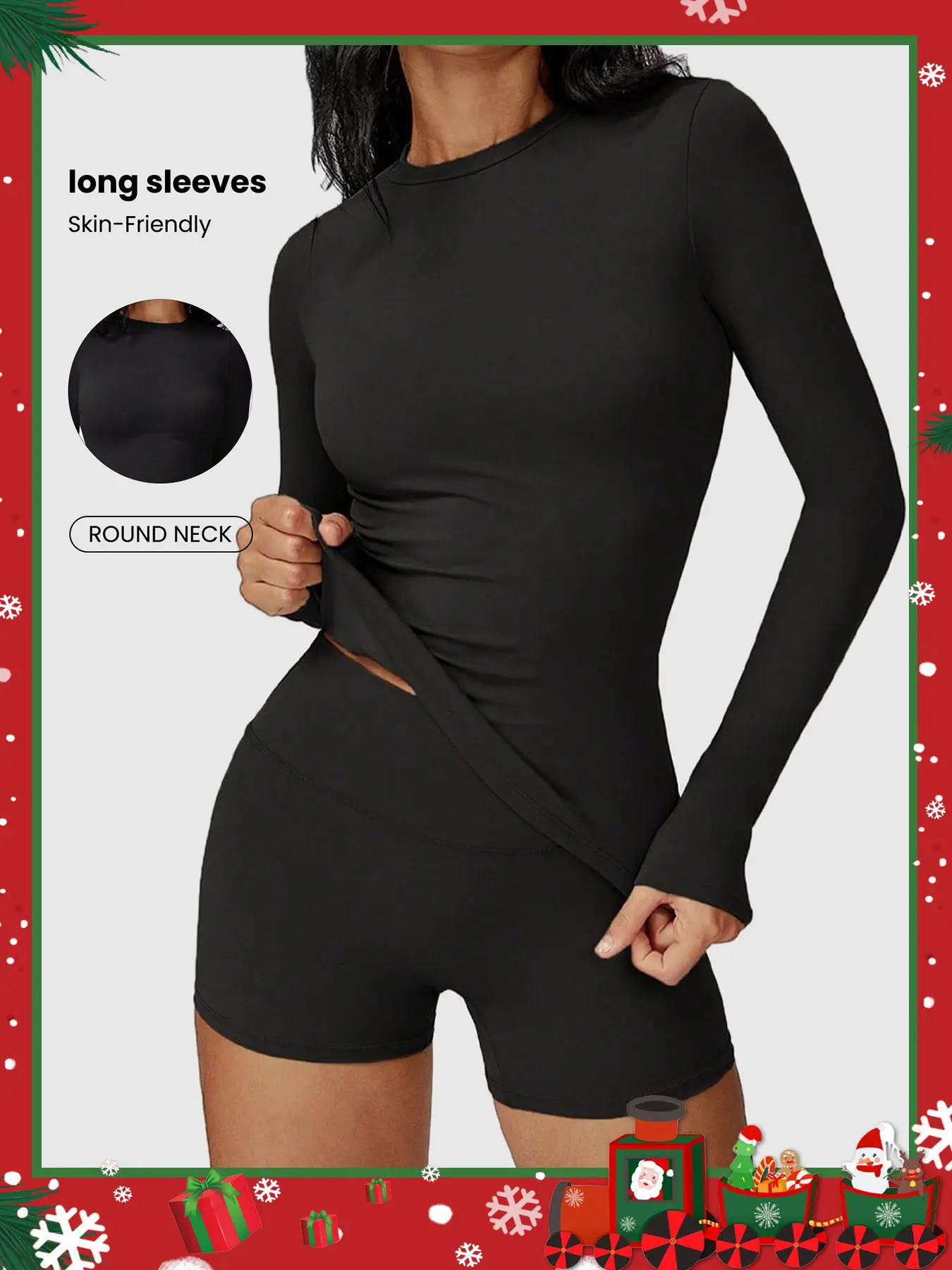 Women's Fitness Long Sleeve Top, Breathable Workout Tops Quick-Dry Running Shirt, Slim Fit Outdoor Round Neck Sports Tight Fit Gym T-Shirt