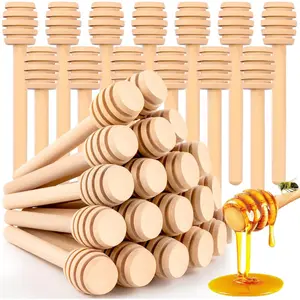 25pcs Mini Wooden Honey Dipper Sticks Durable Natural Rustic Charm for Honey & Other Dipping Needs 3 Inches 4 Ounces Pack