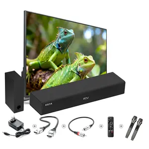 ATEYA Smart Android TV Sound Bar - 8K HDR Dolby Audio Deep Bass Subwoofer, Wireless Bluetooth Karaoke Mic + Digital TV Antenna, Easy Setup for Smart TV & Indoor Audio