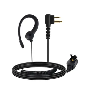C Shape All Black Two Way Radio Earpiece Ear Hooks with Mic PTT, Audio, 2-Way Radio Headset Hands-Free Communication Compatible with Motorola Walkie Talkie RDM2070d CP200 CP200d CLS1450 Radio Heavy-Duty for Security, Restaurant, Warehouse & Outdoor Use