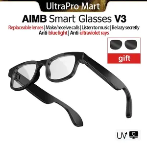 Latest Smart Glasses V3 with Interchangeable Lenses, Phone Calls, Remote Photo Control, Music Control, Voice Assistant, Compatible with Android and iOS