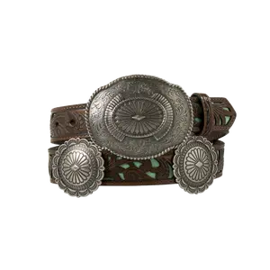 Ariat Ladies Floral Embossed Brown Leather Belt A1530633