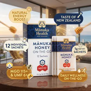 Manuka Health UMF 6+/MGO 115+ Manuka Honey On-The-Go Packets (0.176oz Packets, 12 Count), Superfood, Authentic Raw Honey from New Zealand