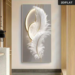 1Pcs Modern Minimalist Feather Decorative Painting Nordic Style Living RoomFrameless Canvas Art Light Luxury Abstract Bedroom Wall Art Wall Art