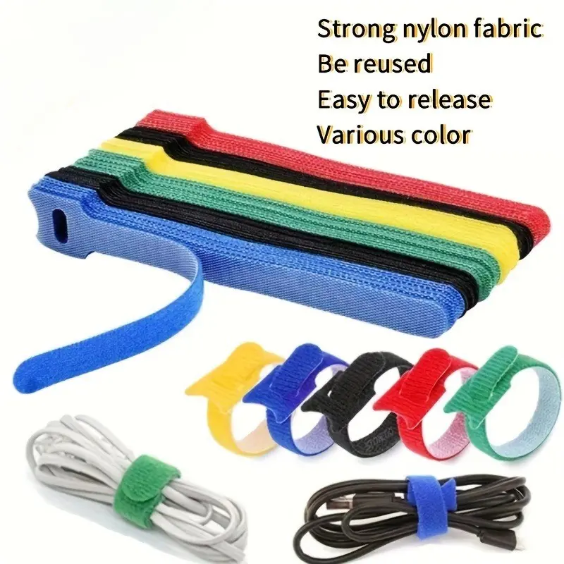 50pcs Colorful Durable Velcro Nylon Cable Ties for Easy Cable Management Reusable Self Adhesive Cable Straps Perfect for Home and Office Various Functions Securely Organize All Your Wires and Cables