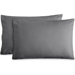 Flannel Standard Pillowcases Set of 2 -   - Velvety Soft & Cozy - Double Brushed Heavyweight Flannel Pillowcases (Standard Pillowcase Set of 2, Grey)