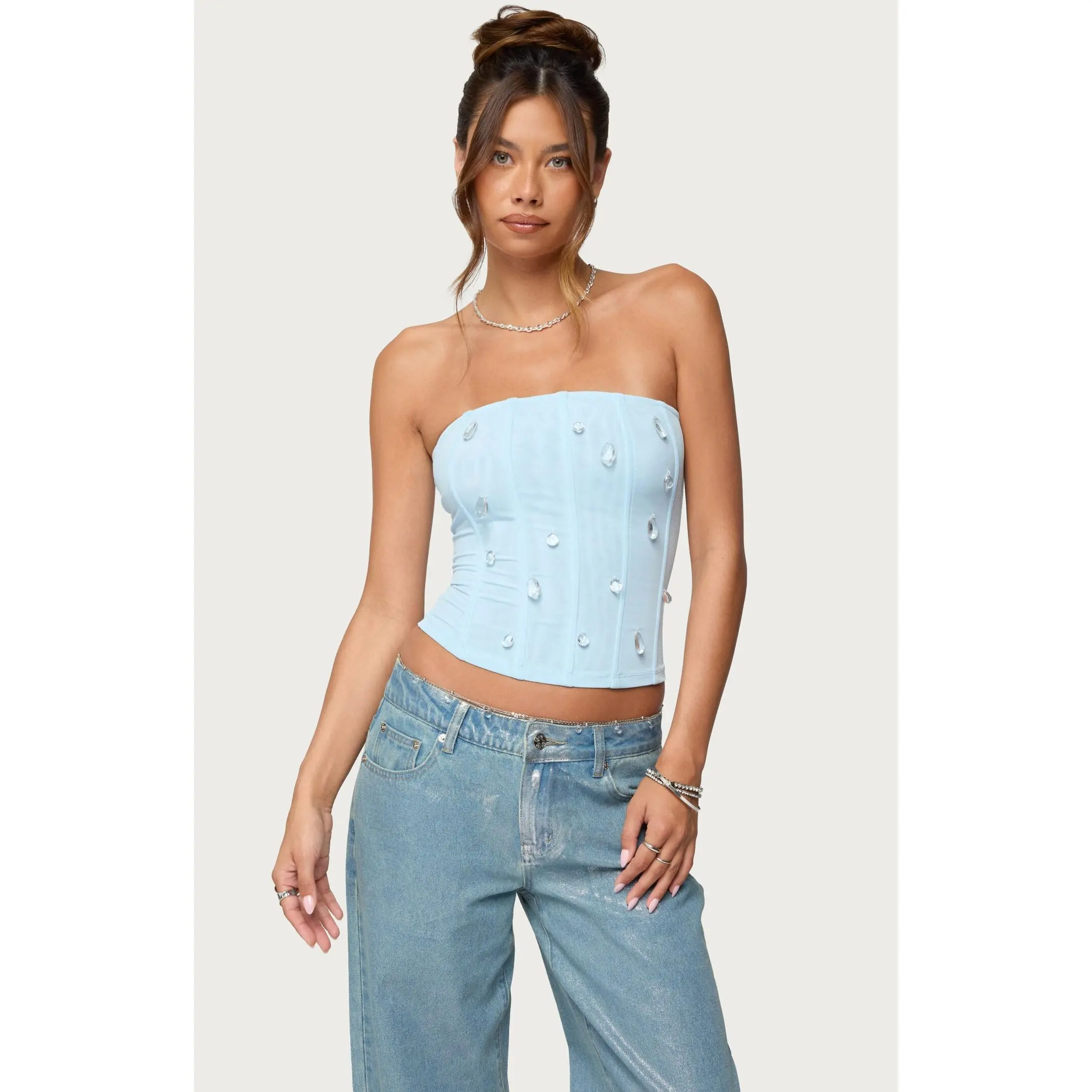 Edikted Women's Lexah Faux Crystal Strapless Corset
