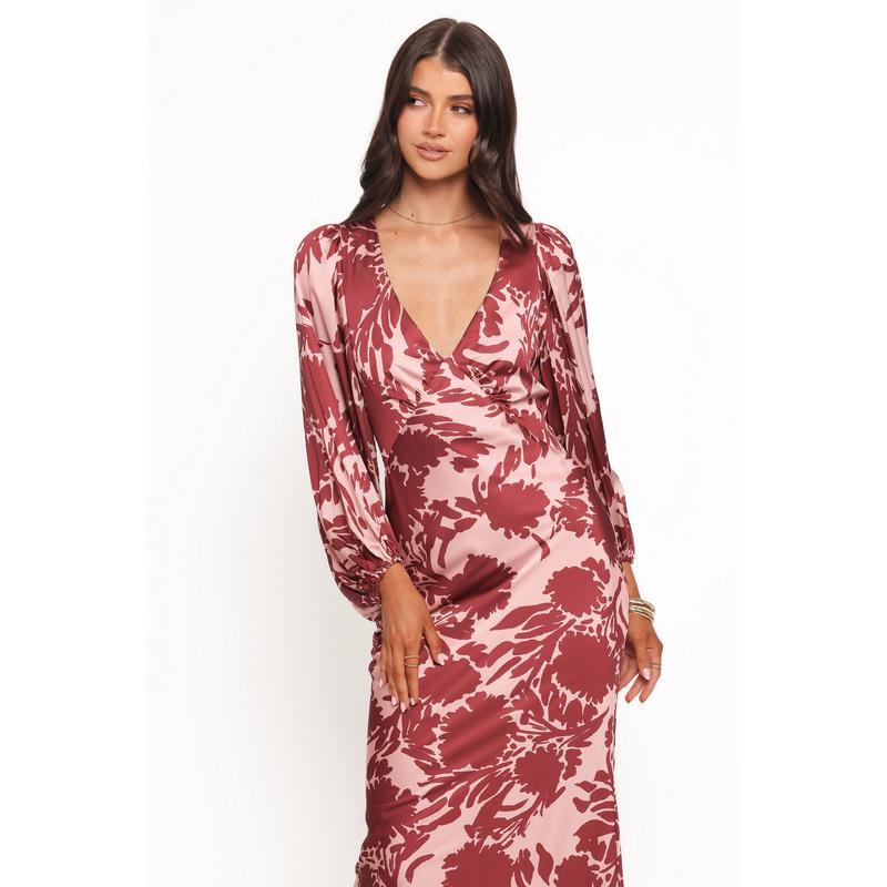 Varly Long Sleeve Dress - Pale Burgundy