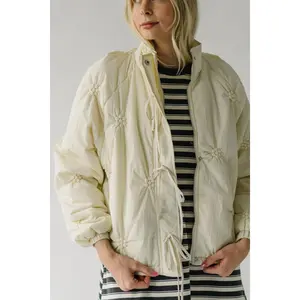 The Tarbet Floral Print Puffer Jacket in Cream
