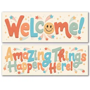 HoneyKICK Classroom Decor Set - Wall Print Decorations with Happy Birthday Banner, Welcome Sign, Teacher Appreciation Bulletin Board Decor for Back to School, Ideal Gift