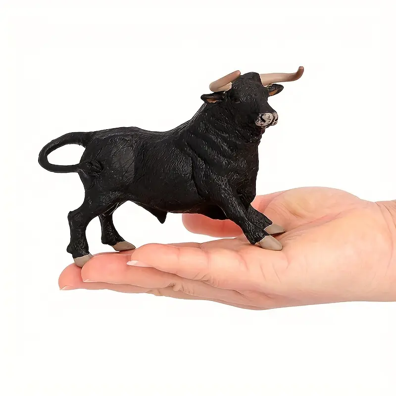 Realistic Spanish Bull Figurine - Lifelike Plastic Model for Home, Office Decor & Halloween Display Room Ornaments Bullfighting -Black
