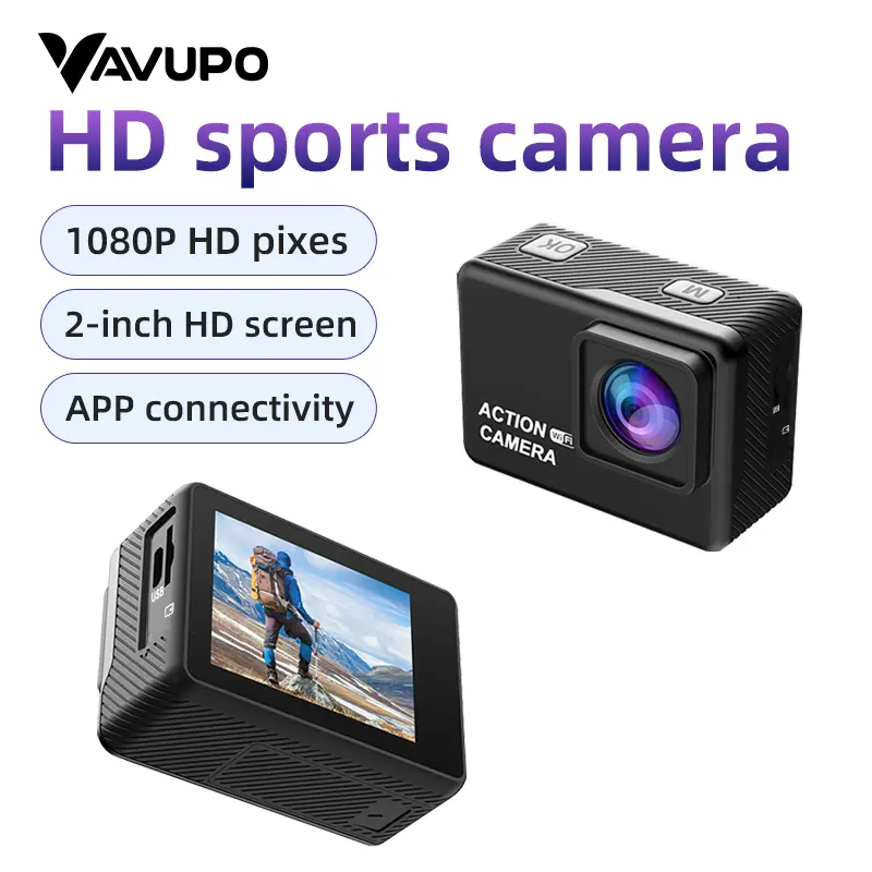 VAVUPO HD Sports Camera 1080P High-Definition Pixels 2-Inch HD Screen with APP Connectivity for Outdoor Hiking Adventure
