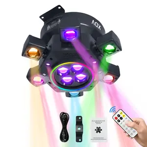 XDV Moving Head DJ Light 6 Arms, 150W RGBW Stage Light with DMX-512, Sound Activated for Parties & Weddings