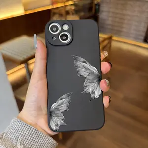 Butterflies Aesthetic Simple Design A Clean Composition Phone Case for iPhone 16 11 15 14 13 12 Pro Max XR Plus Black Phone Case Cute Christmas Gifts for Women Men Teen Girls