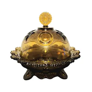 Vintage Imperial Glass Co. Amber Covered Footed Butter Dish