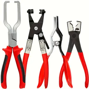 Professional Hose Clamp Pliers Set, 4-Piece Car Repair Fuel Line Disconnect Tool Kit, Automotive Maintenance Tools for Mechanics & Diyers, Auto Clip Pliers