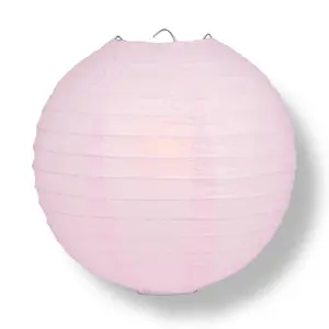 8" Pink Round Paper Lantern, Even Ribbing, Chinese Hanging Wedding & Party Decoration