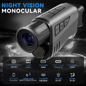 2025 Upgraded Night Vision Monocular - 16x HD Zoom & 7-Level Infrared Adjustable | Rechargeable 2500mAh | 32GB Storage | Full Darkness Vision for Hunting, Camping & Wildlife Observation