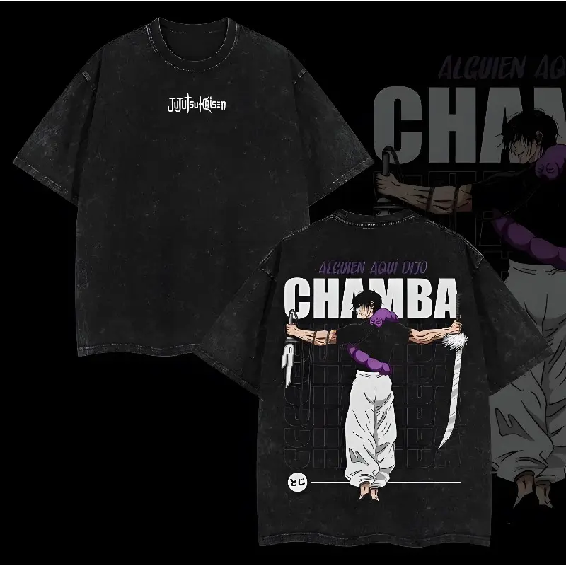 Toji Anime Acid Washed Cotton T-Shirt Premium Fit Must Have for Anime Fans 100% Premium Cotton 230gsm Comfortable Soft Feel and Durability Classic Look with Modern Twist Sizes S-5XL Menswear Seamless Alguien Aqui Ojo Chamba Design