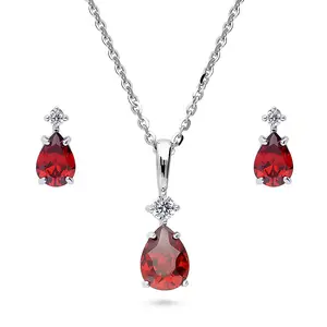 Solitaire 2-Stone 1ct Pear CZ Set in Sterling Silver