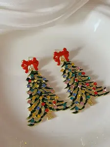 Fashionable Christmas Tree High Quality Earrings Set for Women, Elegant Zinc Alloy Design, Perfect Holiday Gift, All Seasons Wear