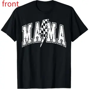 [100% Cotton] [100% Cotton] Mama Lightning Bolt Checkered Varsity Mom Women Mother'S Day T-Shirt T-Shirt For Men And Women