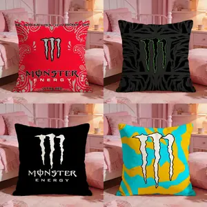 Cool Monster Energy Cushion Cover Ultra-Soft Reversible Plush Pillow Cover | Double-sided fluffy comfort for car, sofa, bedroom | Skin-friendly fabric | Easy clean & maintain | Stylish home decor | Perfect gift for family & friends